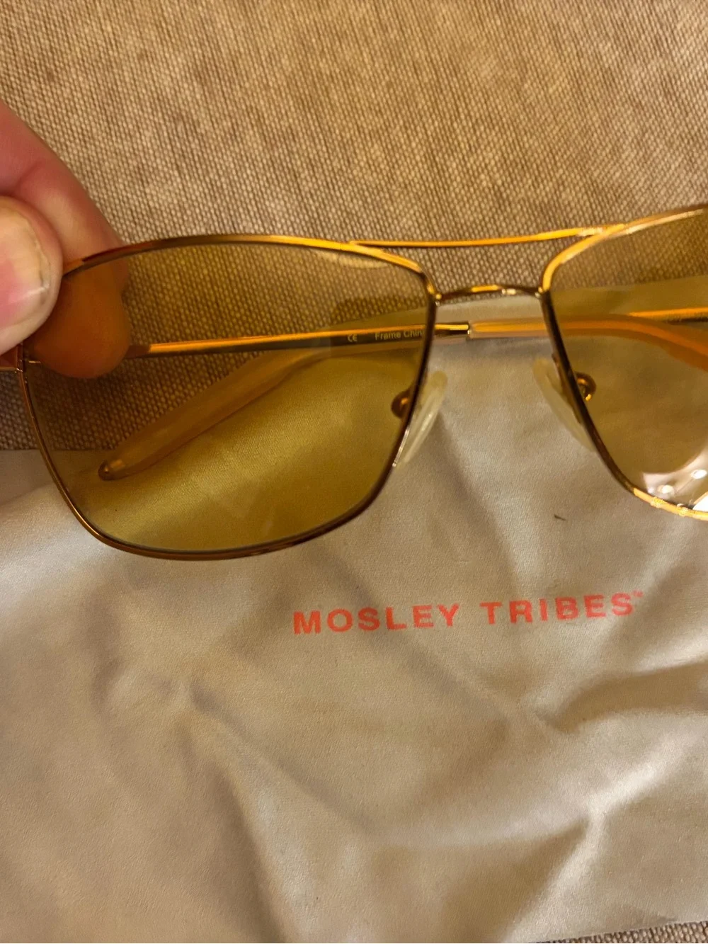Men’s Gold Frame Sunglasses with Amber Lenses
